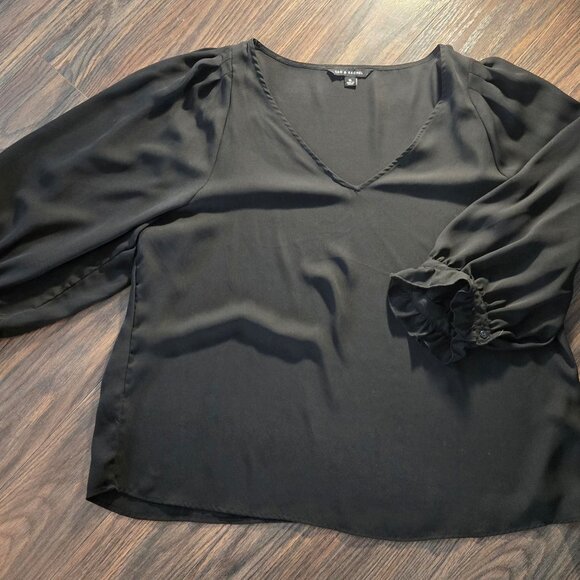 ZAC & RACHEL Black Polyester Boho/Peasant Style Blouse SIZE XL - Picture 4 of 10